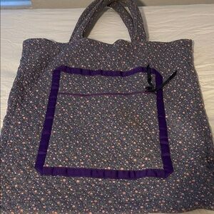 Purple Floral Tote Bag with Elegant Accents